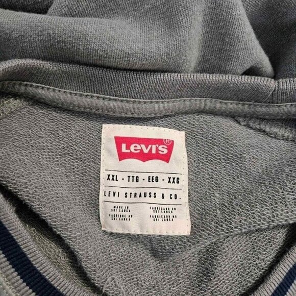 Levis California Big Logo Spellout Pullover Crewneck Gray Sweatshirt Sz XXL - Picture 3 of 5